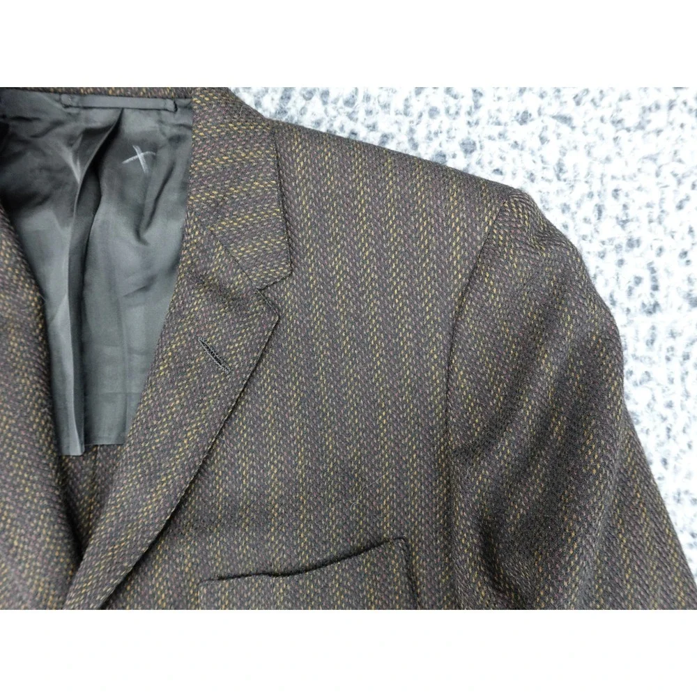 Hickey Freeman Blazer Mens 44 Brown Good Vintage‎ Striped 3 Button Patch Pockets